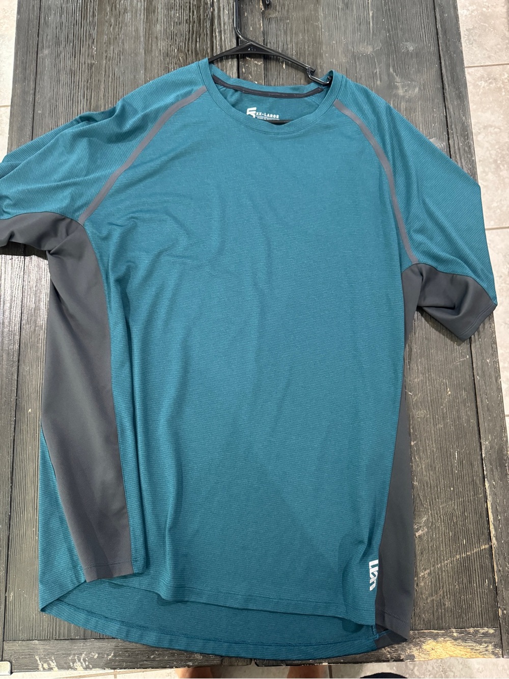 Second Skin Overalls Teal Short-Sleeve Athletic Tee with Gray Panels